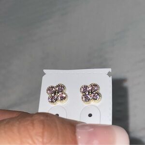 Chic Gold and Pink Floral Earrings